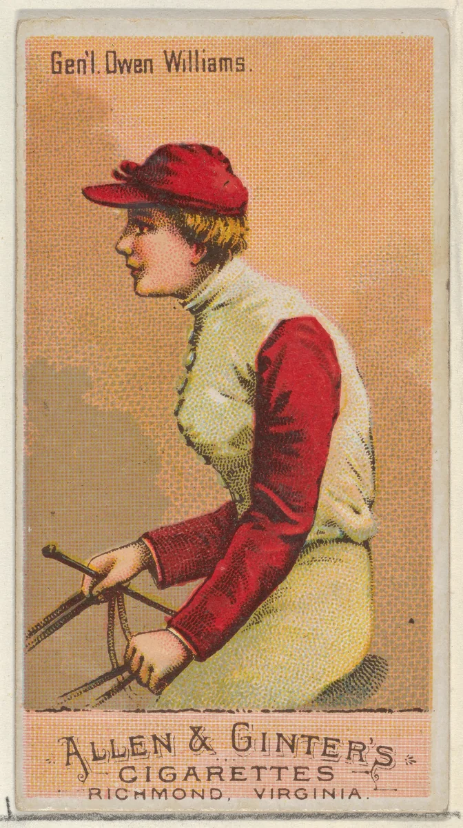 General Owen Williams, from the Racing Colors of the World series (N22a) for Allen & Ginter Cigarettes by Allen & Ginter, print, 1888