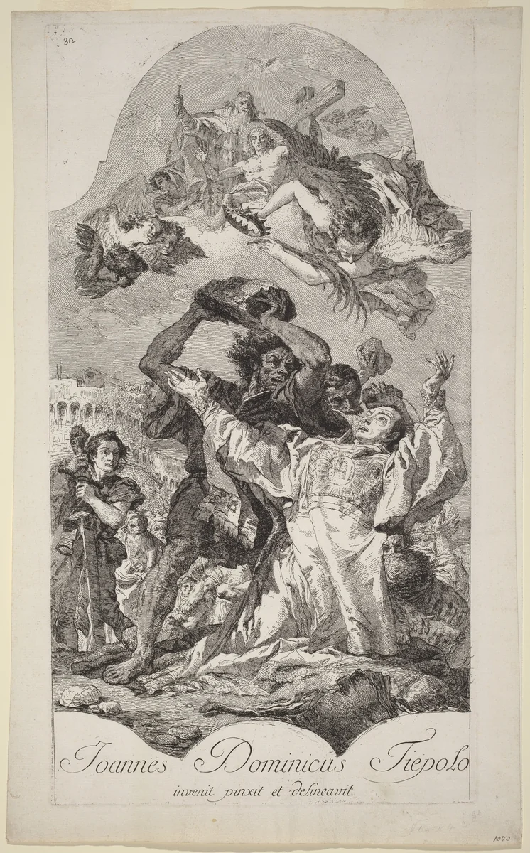 The Stoning of Saint Stephen by Giovanni Domenico Tiepolo, print, 1727-1804