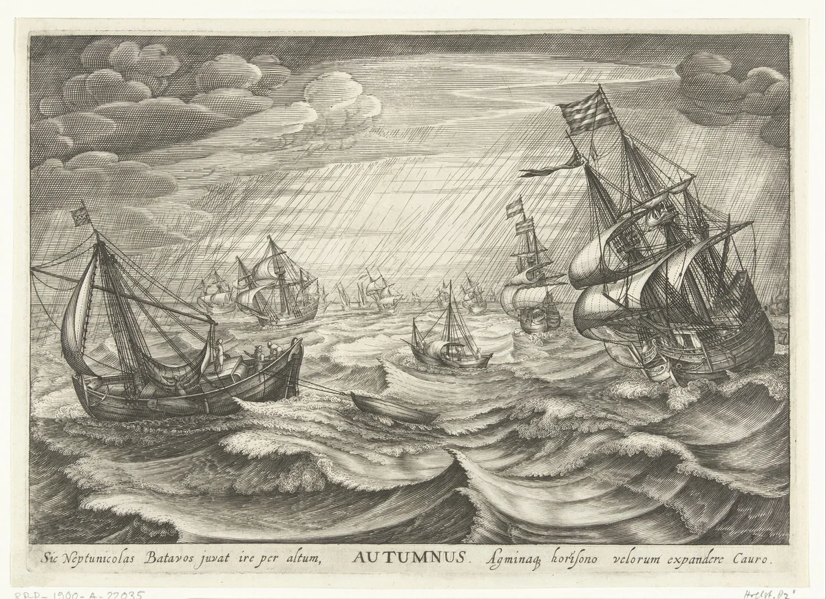 Herfst by Robert de Baudous, print, 1591-1618