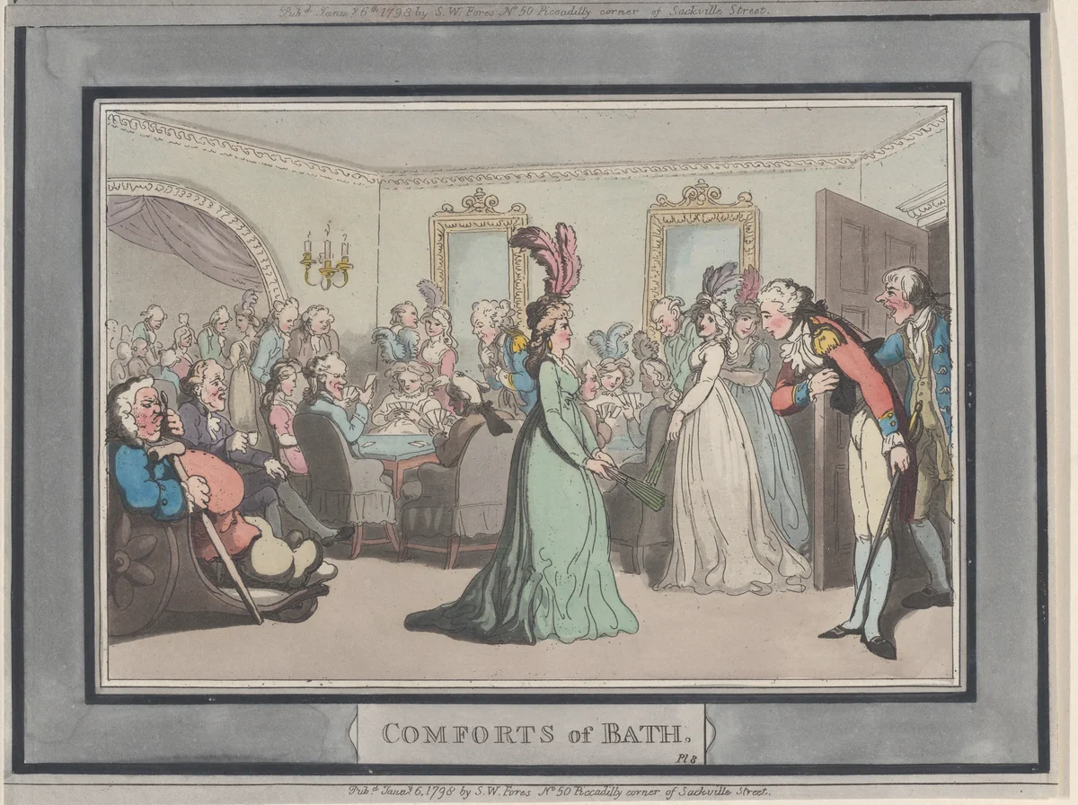 Comforts of Bath, Plate 8 by Thomas Rowlandson, print, 1798