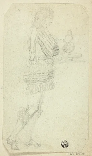 Boy in Historical Dress Bearing Object by Unknown Artist, drawing, 1800-1899