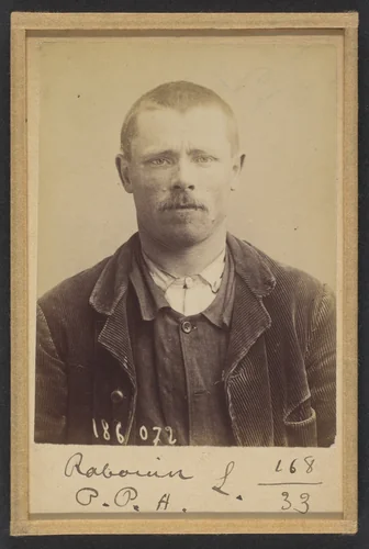 Raboin. Paul, Pierre, Augustin. 32 ans, né à Ouzoir-sur-Loire (Loiret). Journalier. Anarchiste. 23/4/92. by Alphonse Bertillon, photograph, 1892