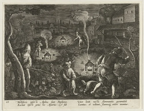 Jacht op nachtvlinders by Unknown, print, 1594-1598