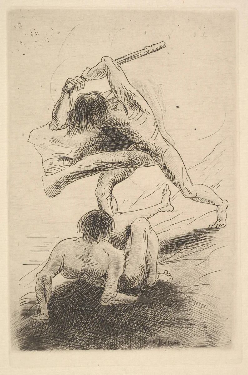 Cain and Abel by Odilon Redon, print, 1886