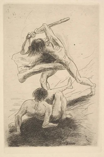 Cain and Abel by Odilon Redon, print, 1886