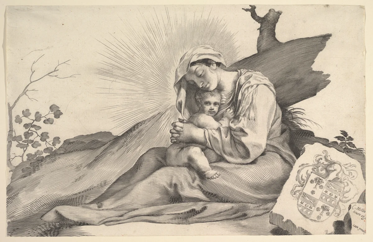 Virgin and Child by Claude Mellan, print, 1600-1688
