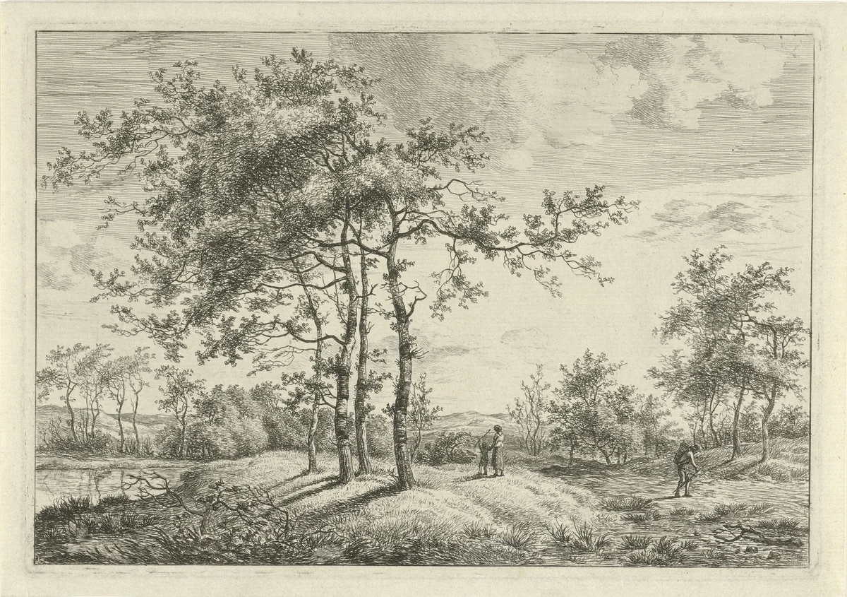 Landschap met moeder en kind by Hermanus Fock, print, 1781-1822