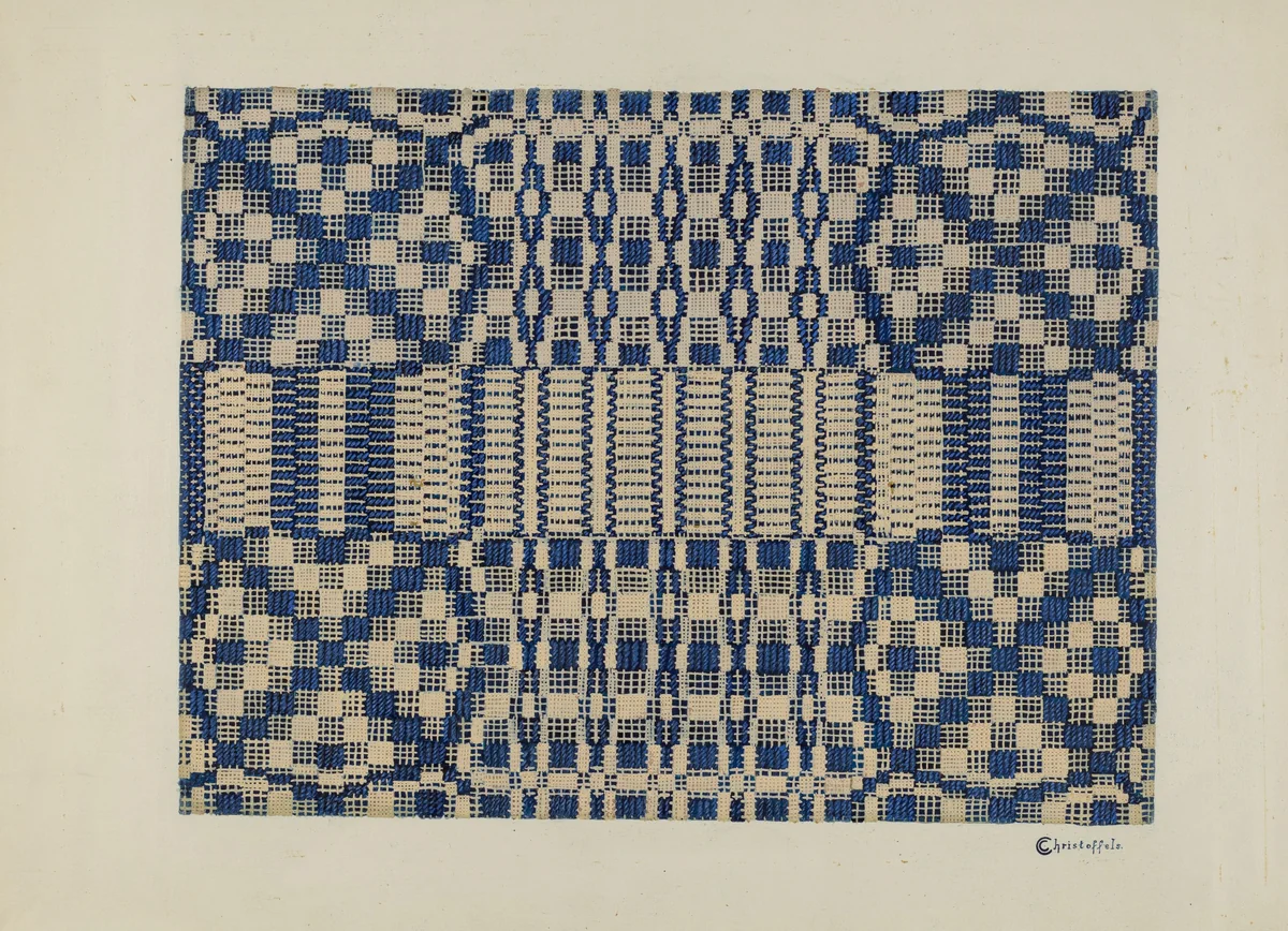 Coverlet Detail by Cornelius Christoffels, index of american design, 1938