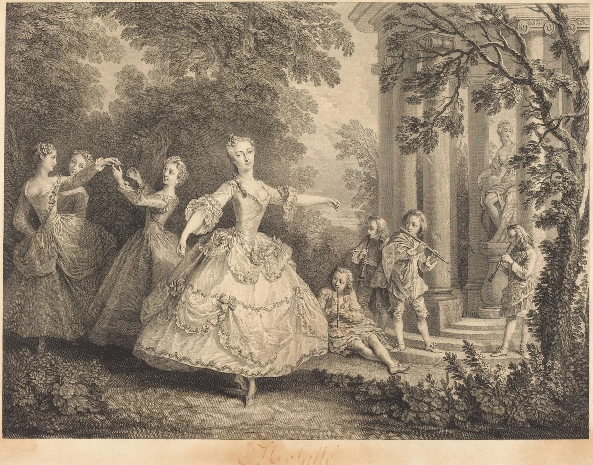 Mlle. Salle by Nicolas de Larmessin IV, Nicolas Lancret, print, 1732