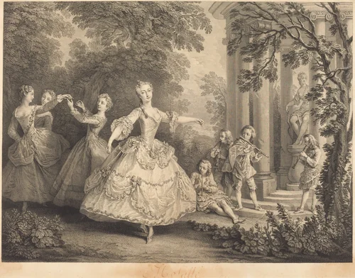 Mlle. Salle by Nicolas de Larmessin IV, Nicolas Lancret, print, 1732