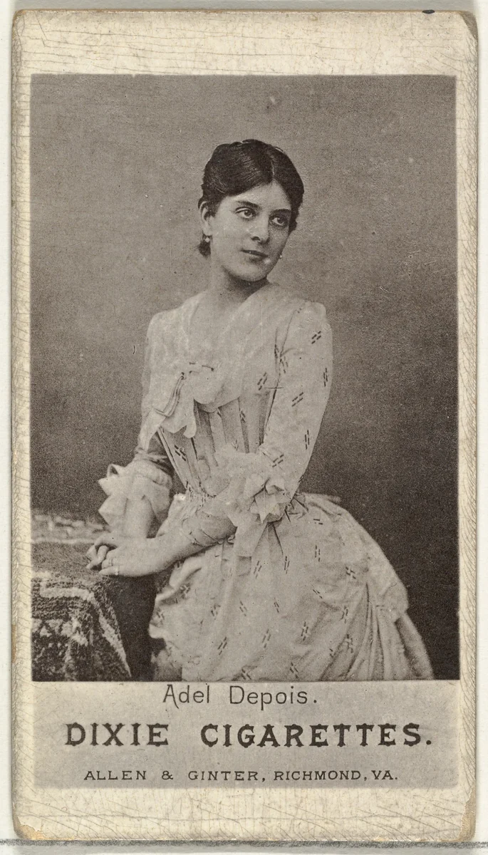 Adel Depois, from the Actresses series (N67) promoting Dixie Cigarettes for Allen & Ginter brand tobacco products by Allen & Ginter, print, 1885-1893