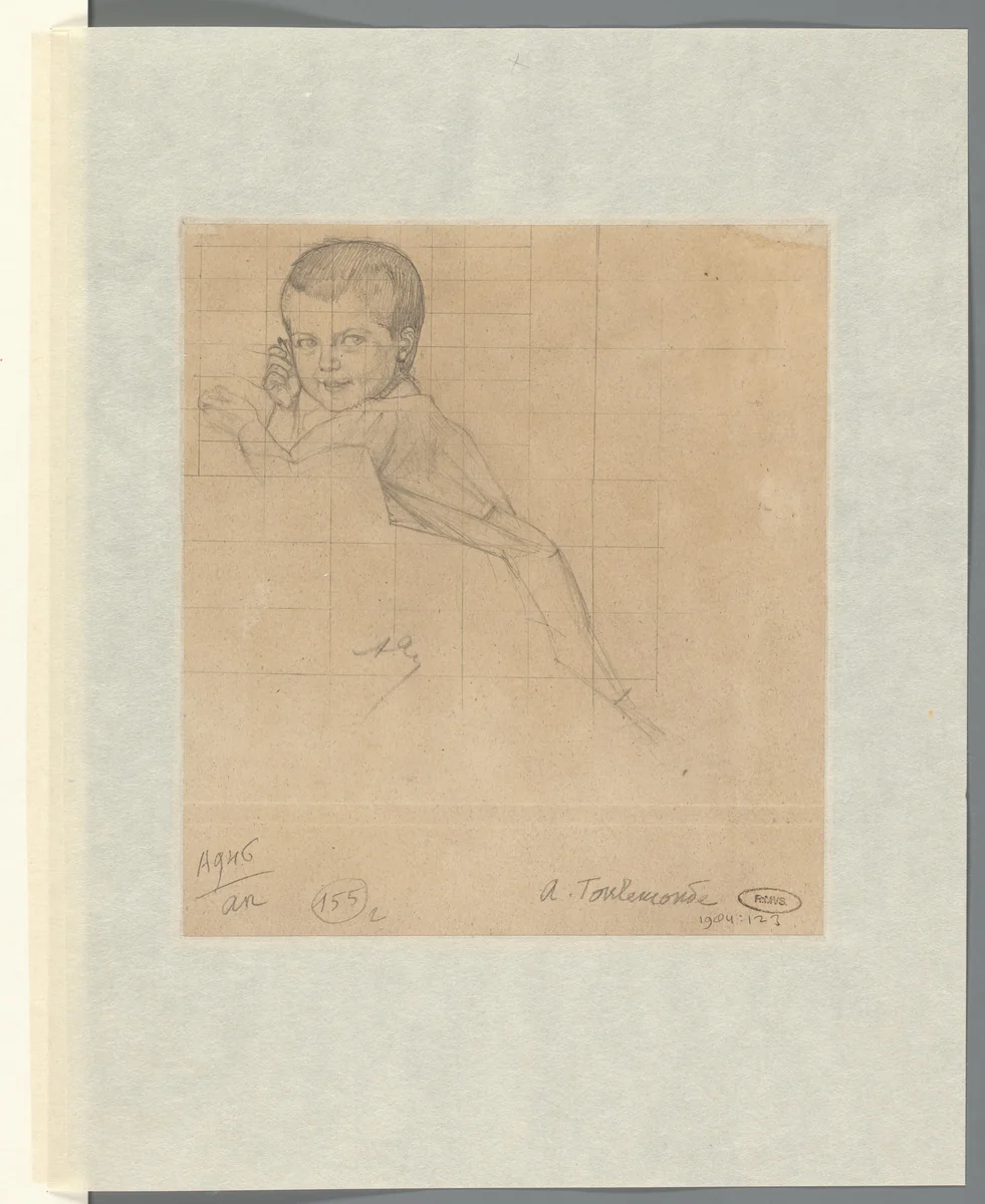 Jongetje, het lichaam en profil naar links, het hoofd en face by Auguste Toulmouche, drawing, 1839-1890