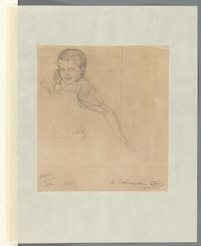 Jongetje, het lichaam en profil naar links, het hoofd en face by Auguste Toulmouche, drawing, 1839-1890