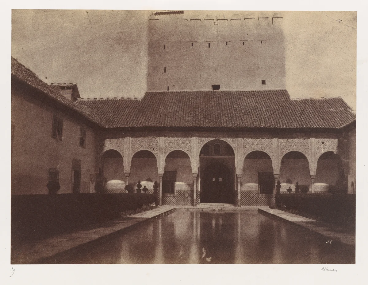 Patio de los Arrayanes, Alhambra, Granada, Spain by Alphonse Delaunay, photograph, 1854