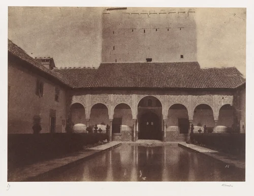 Patio de los Arrayanes, Alhambra, Granada, Spain by Alphonse Delaunay, photograph, 1854