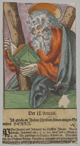 Andrew from Christ, the Apostles, and Saint Paul by Lucas Cranach, print, 1563-1564