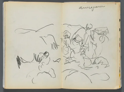 Sketchbook- The Granite Shore Hotel, Rockport, page 090 & 91: "Annisquam" by Maurice Prendergast, book, 1905-1910