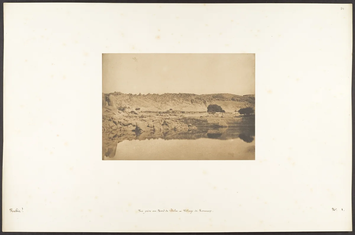 Vue prise au Nord de Philae - Village de Kounoço by Maxime Du Camp, photograph, 1849-1850