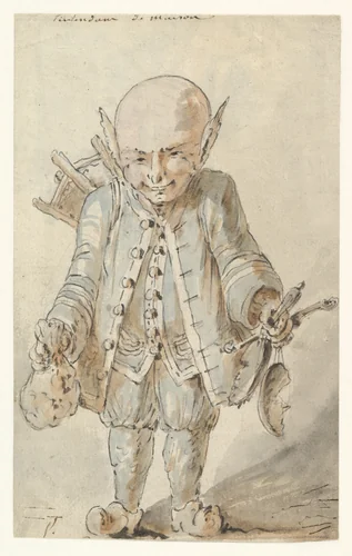 Caricature of a Junkman (recto); Caricature of a School Master (verso) by Jean Charles Delafosse, drawing, 1734-1789