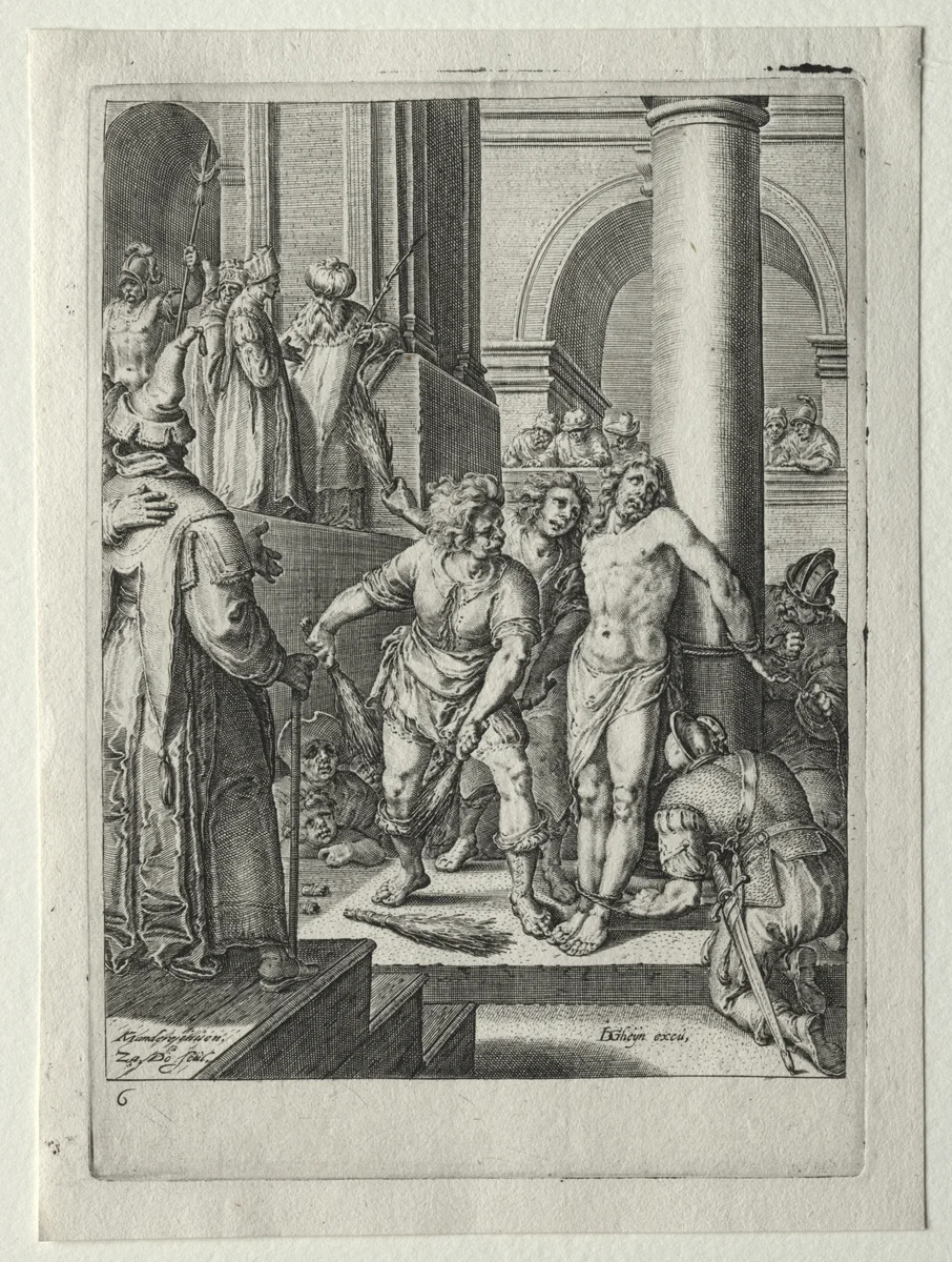 Passion Set: Flagellation of Christ by Zacharias Dolendo, print, 1596