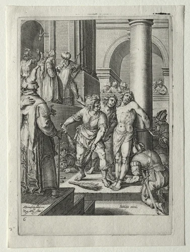 Passion Set: Flagellation of Christ by Zacharias Dolendo, print, 1596