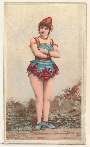 Actress wearing red pointed cap, from Stars of the Stage, Second Series (N130) issued by Duke Sons & Co. to promote Honest Long Cut Tobacco by W. Duke, Sons & Co., print, 1891