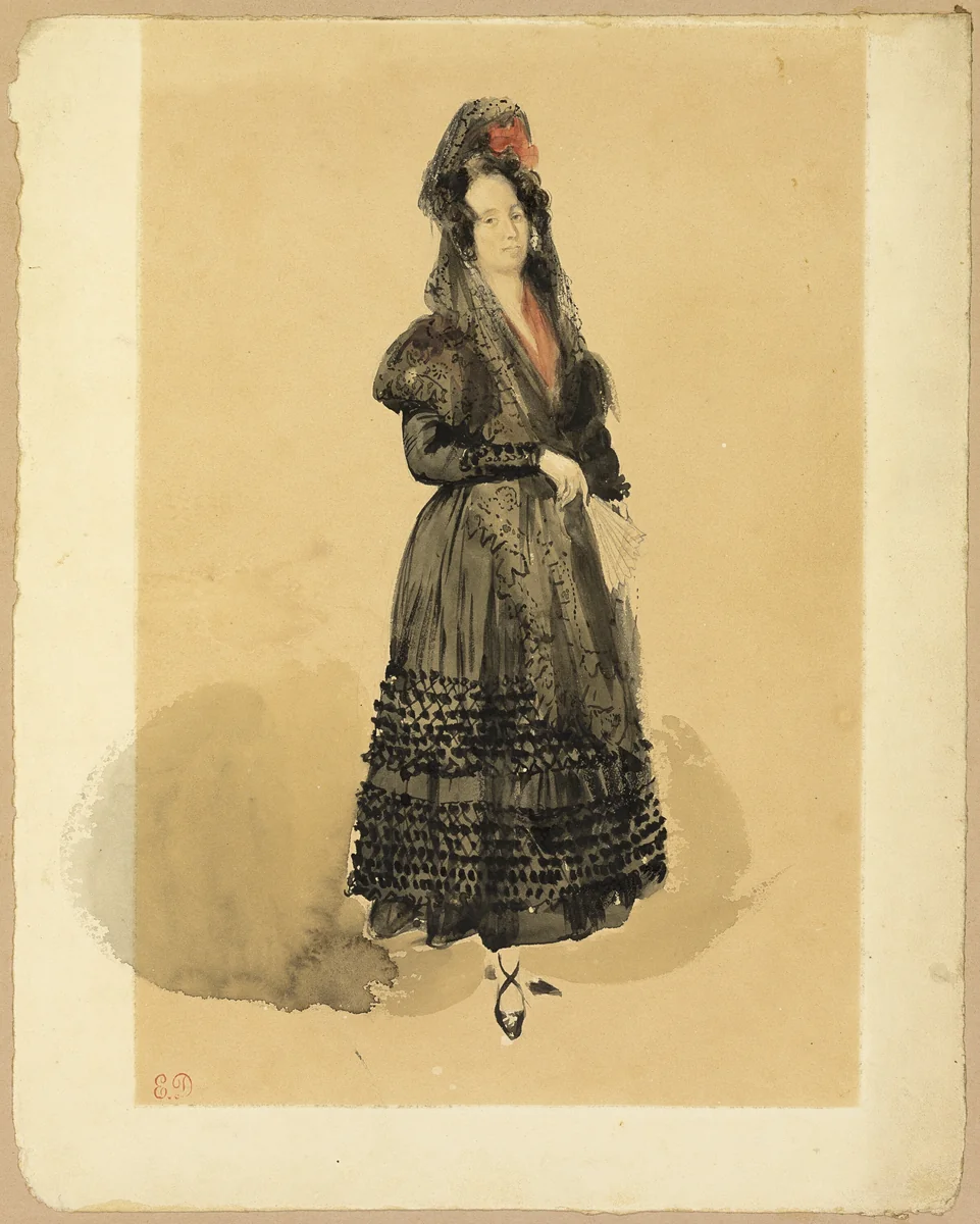 Young Spanish Lady in Costume of Manola by Eugène Delacroix, painting, 1832-1863