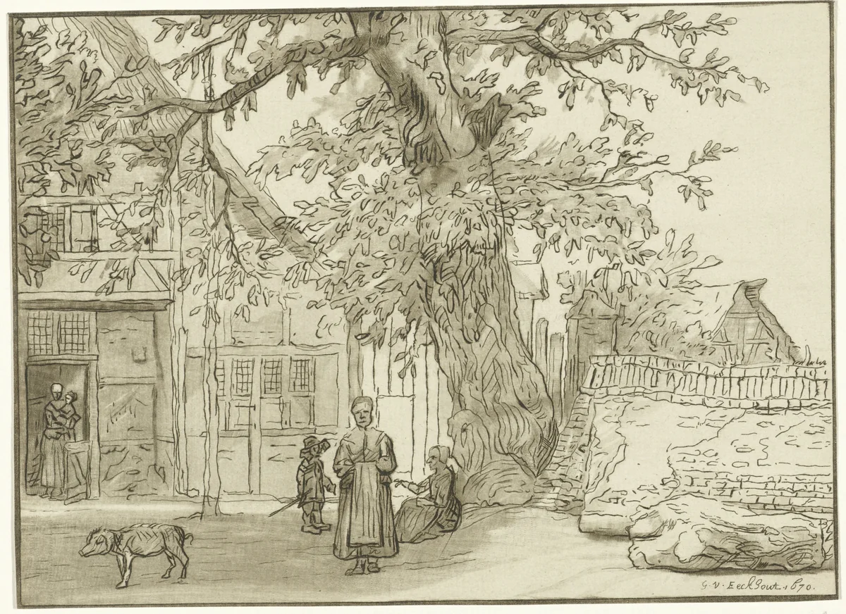 Herberg te Anrath by Cornelis Ploos van Amstel, print, 1759-1760