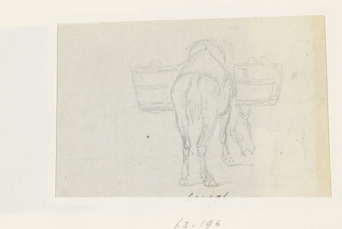 Paard met twee lasten aan het zadel by Georges Michel, drawing, 1773-1843