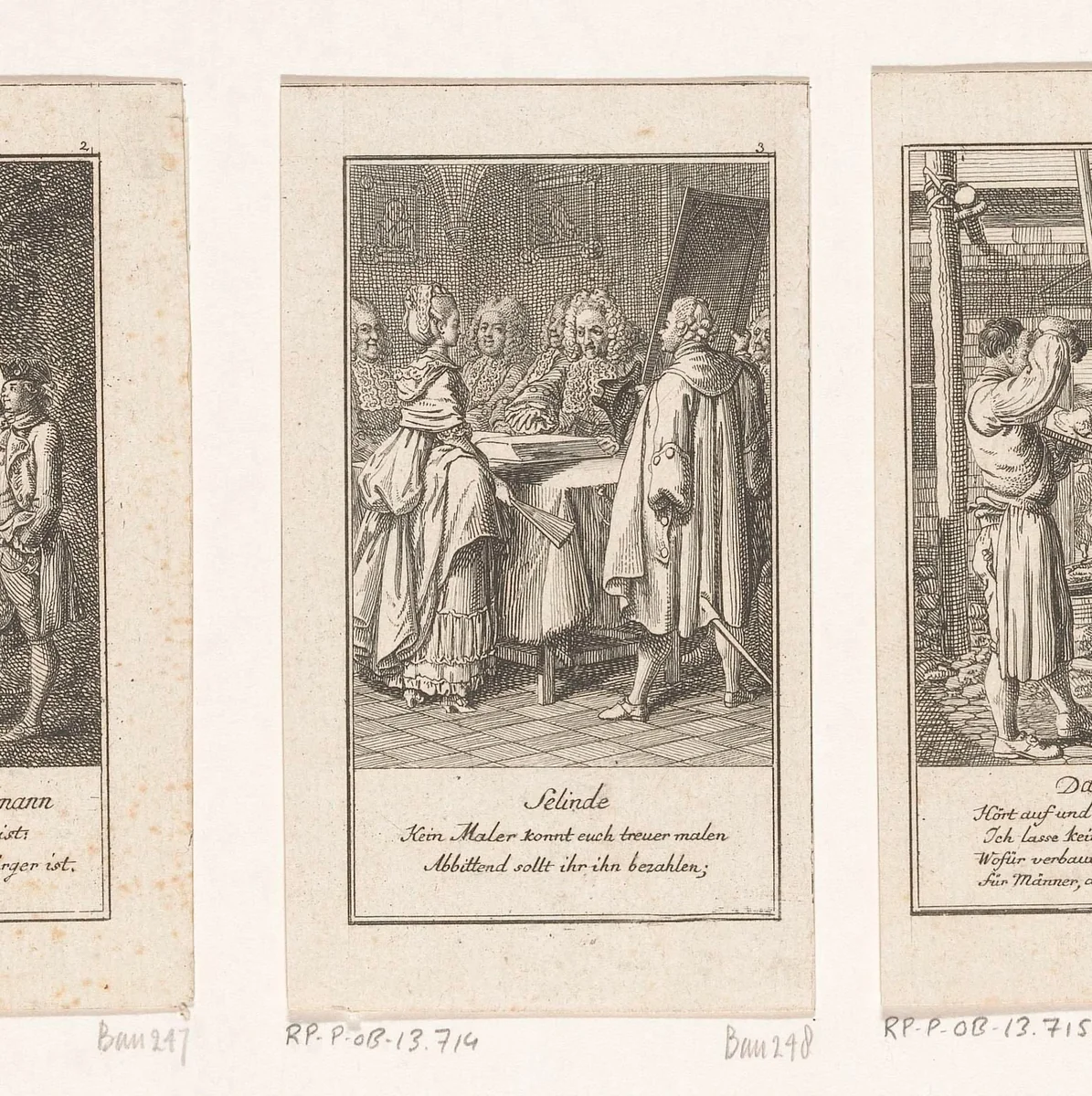 Selinde in de rechtszaal by Daniel Nikolaus Chodowiecki, print, 1775