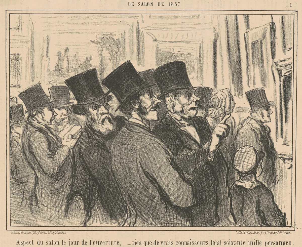Aspect de salon le jour de l'ouverture ... by Honoré Daumier, print, 1857