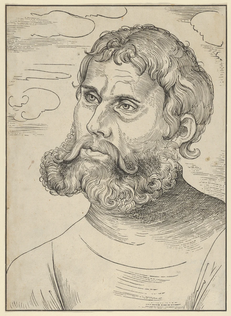 Luther as 'Junker Jorg' by Lucas Cranach, print, 1522