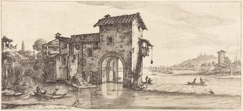 The Watermill by Jacques Callot, print, 1630