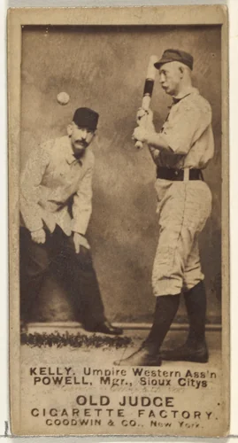 Kelly, Umpire Western Association, James Edwin "Jim" Powell, Manager and 1st Base, Sioux City Corn Huskers, from the Old Judge series (N172) for Old Judge Cigarettes by Goodwin & Company, photograph, 1888-1889