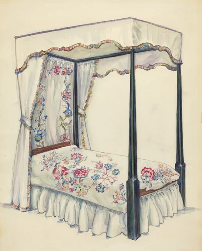 Bed by Isadore Goldberg, index of american design, 1935-1942