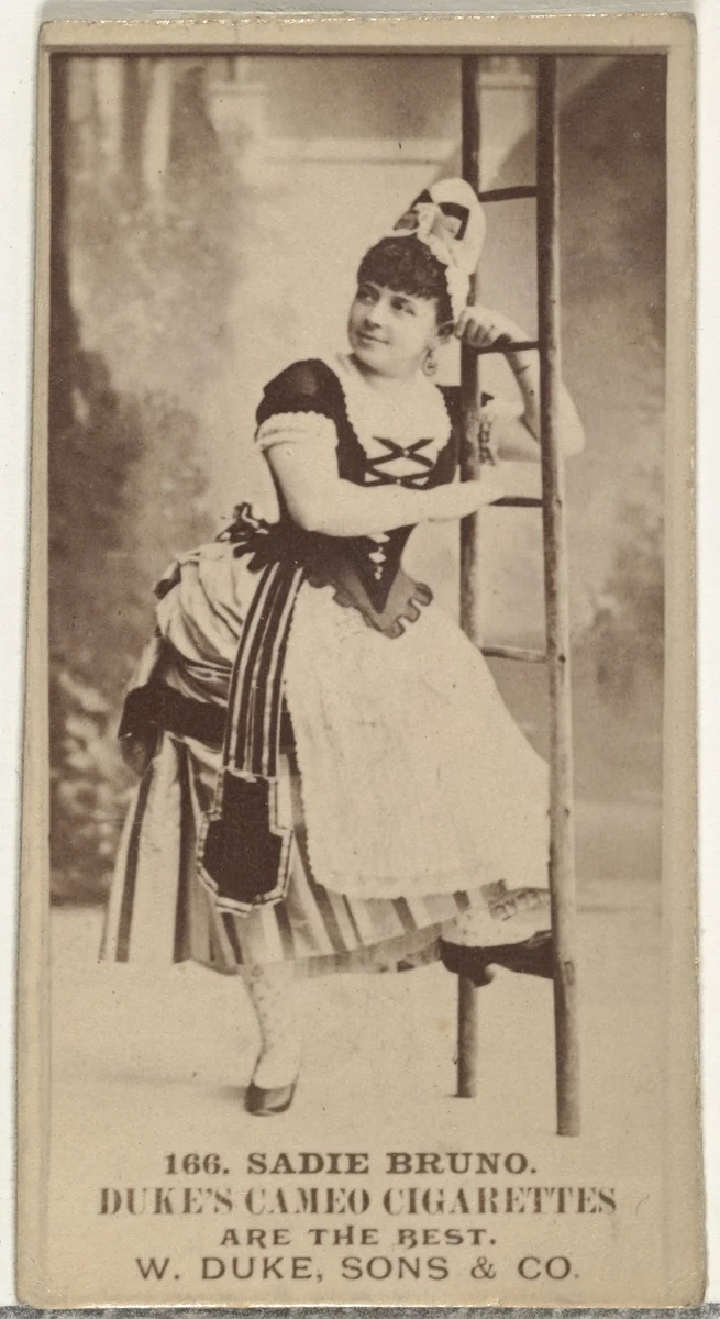 Card Number 166, Sadie Bruno, from the Actors and Actresses series (N145-5) issued by Duke Sons & Co. to promote Cameo Cigarettes by W. Duke, Sons & Co., photograph, 1880-1889