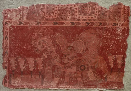 Mural Fragment with Elite Male and Maguey Cactus Leaves by Unknown, painting, 500-550