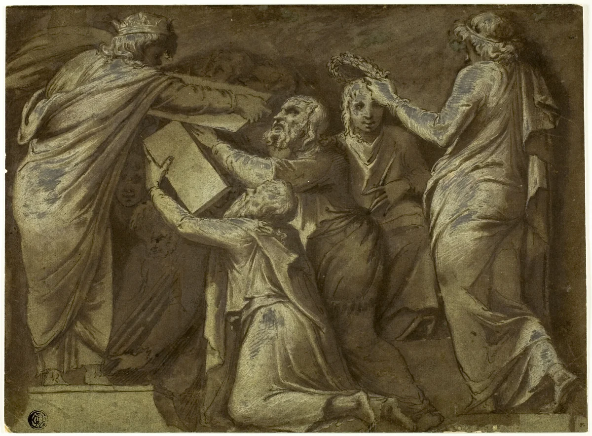 Numa Pompilius Giving the Laws to the Romans by Giovanni Battista Galestruzzi, drawing, 1635-1677