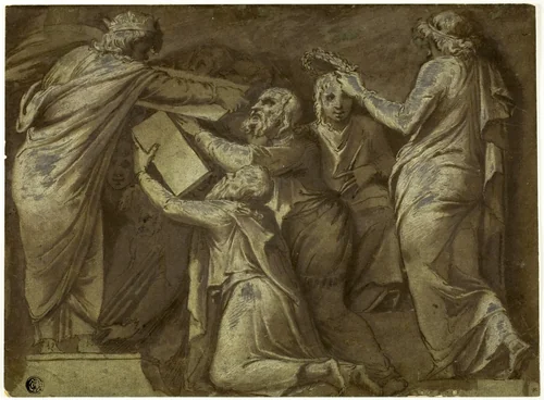 Numa Pompilius Giving the Laws to the Romans by Giovanni Battista Galestruzzi, drawing, 1635-1677