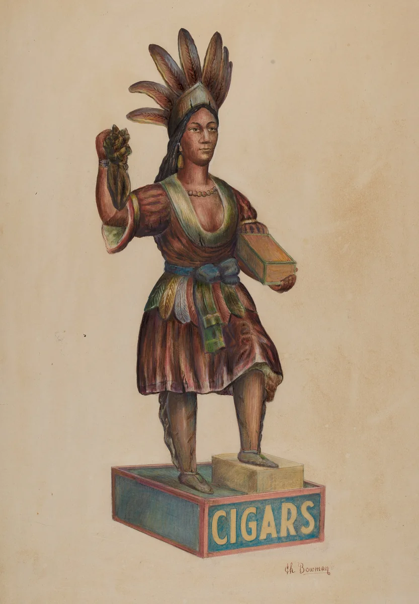 Cigar Store Indian by Charles Bowman, index of american design, 1938