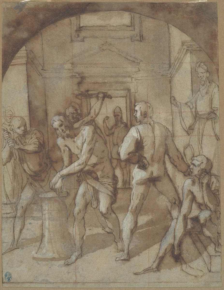 The Flagellation by Daniele Crespi, drawing, 1624-1634