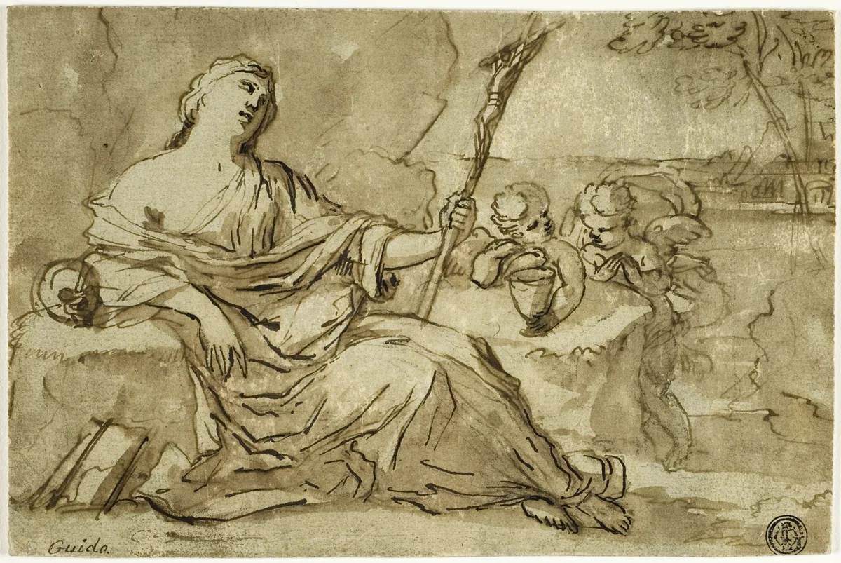 Magdalene in the Wilderness with Two Putti by François Perrier
Guido Reni, drawing, 1610-1650