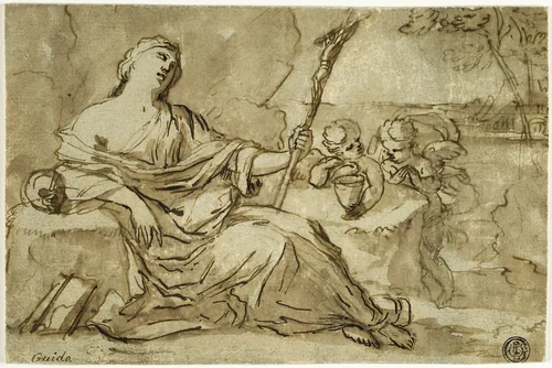 Magdalene in the Wilderness with Two Putti by François Perrier
Guido Reni, drawing, 1610-1650