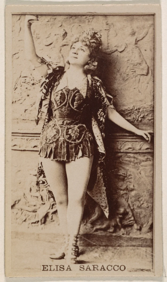 Mlle. Elisa Saracco, from the Actresses series (N245) issued by Kinney Brothers to promote Sweet Caporal Cigarettes by Kinney Brothers Tobacco Company, photograph, 1890