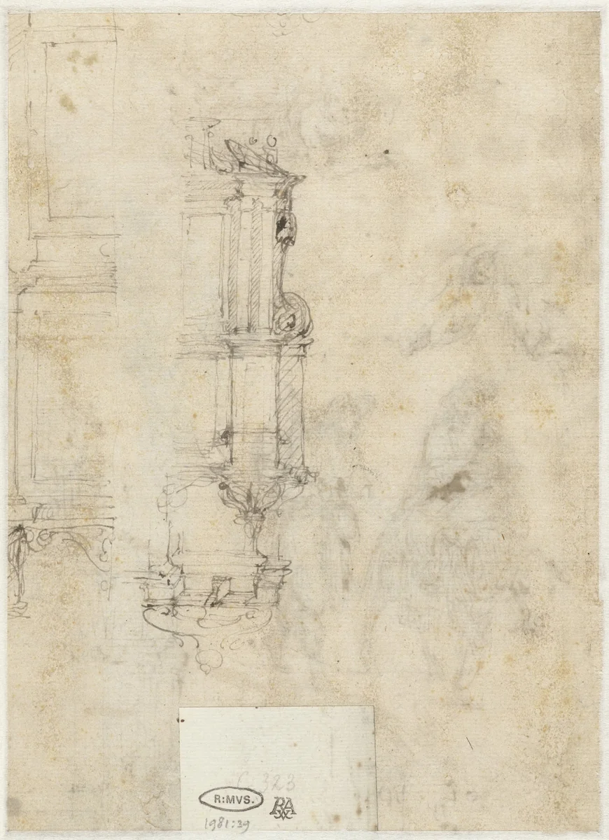 Architectuurstudies by anonymous, drawing, 1550-1599