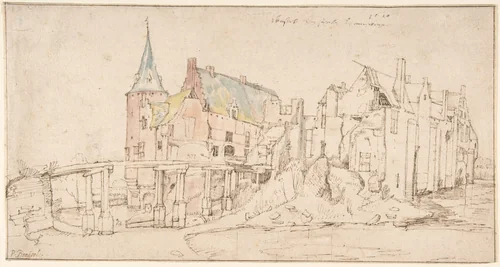 The Ruins of Castle Merxem, near Antwerp by Jan Brueghel, drawing, 1610