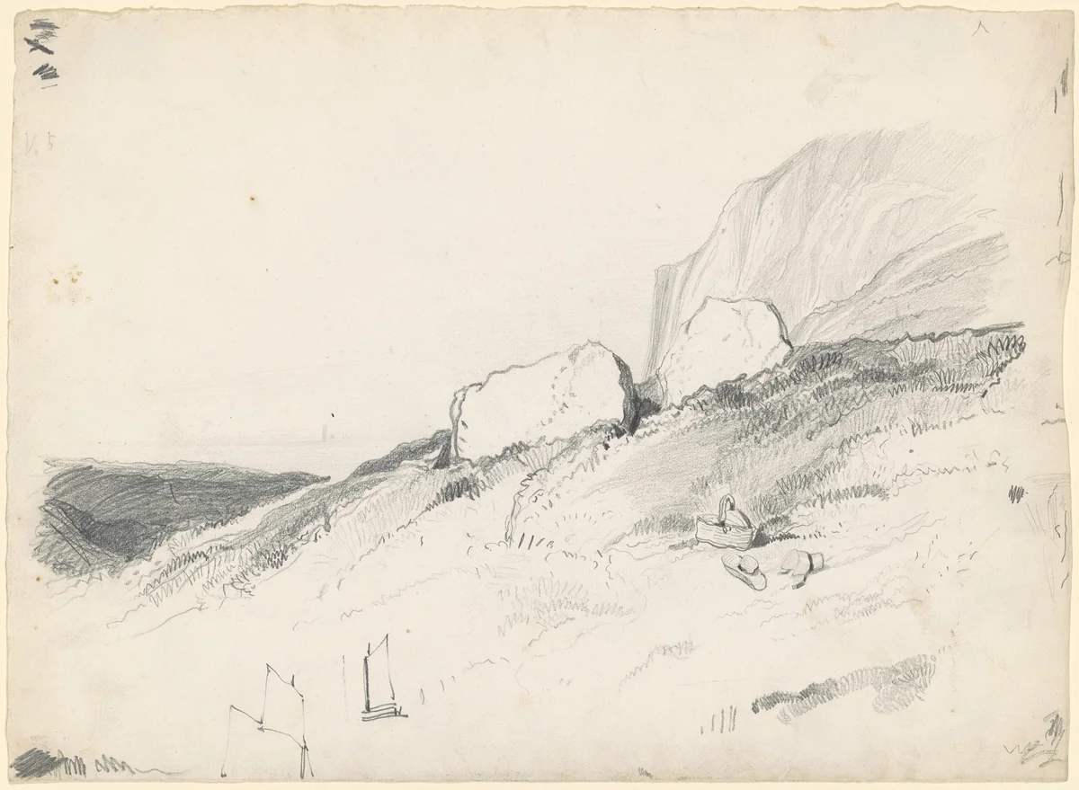 Rocky Landscape by Seth Wells Cheney, drawing, 1835-1840