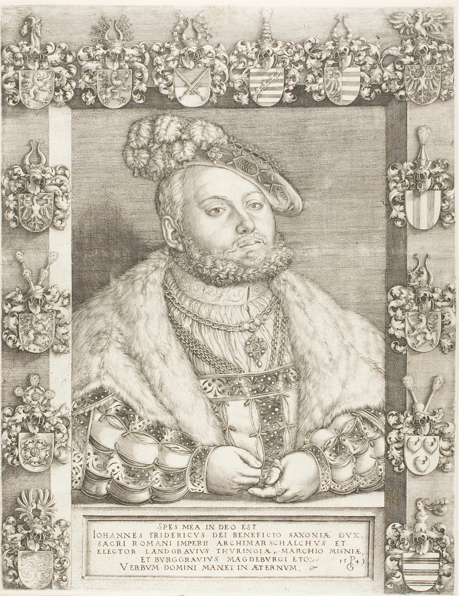 Elector John Frederick the Magnanimous of Saxony by Georg Pencz, print, 1543