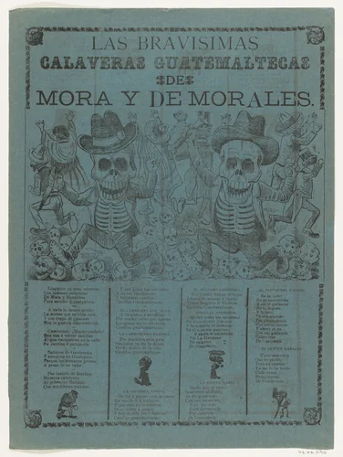 The very brave skeletons Guatemaltecas of Mora and of Morales by José Guadalupe Posada, print, 1907