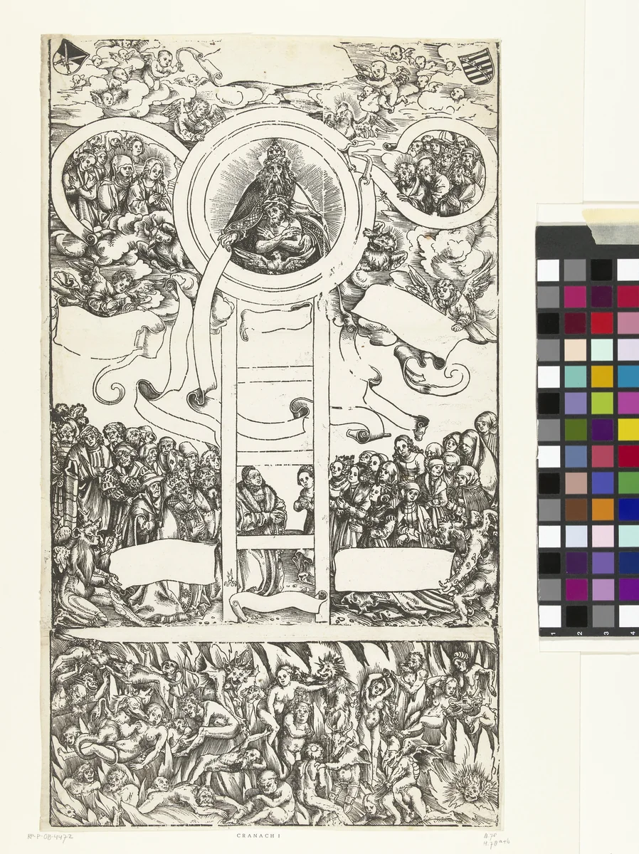 Reis van de ziel naar God en hel volgens Bonaventura by Unknown, print, 1508-1512